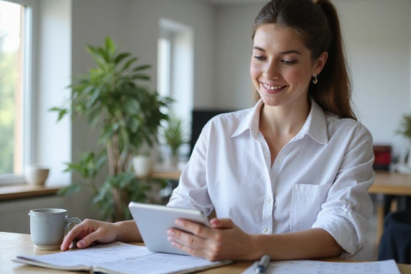 Nutritionist Sarah Jenkins in a thoughtful pose, reviewing nutritional charts