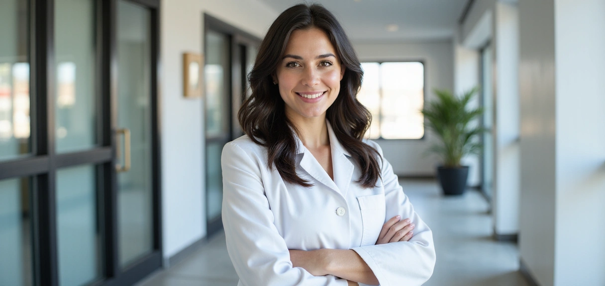 Professional nutritionist smiling confidently